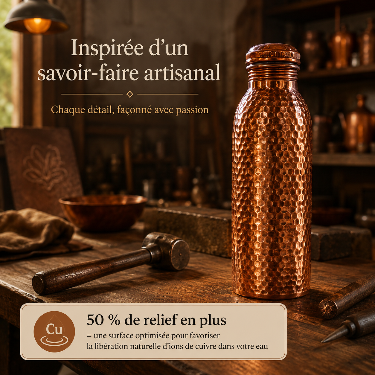 Gourde en Cuivre – Kelvea™ | Une Eau Naturellement Purifiée, Sans Plastique